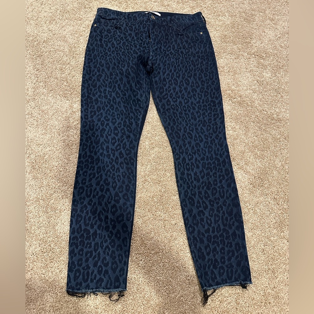 Sam Edelman The Kitten Mid Rise Skinny Leopard‎ Print Jeans Size 31